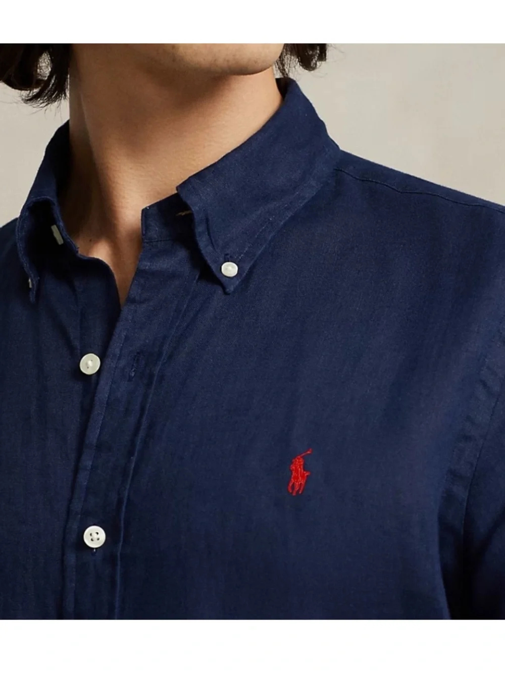 Polo Ralph Lauren Mens Classic Fit Linen Short Sleeve Shirt XL Button Down Navy